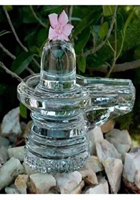 Sanskaari Spatika Shiva Lingam / Crystal Shiva Lingam / Lord Shiva Lingam Statue Decorative Showpiece - 5.4 Cm(Crystal White)