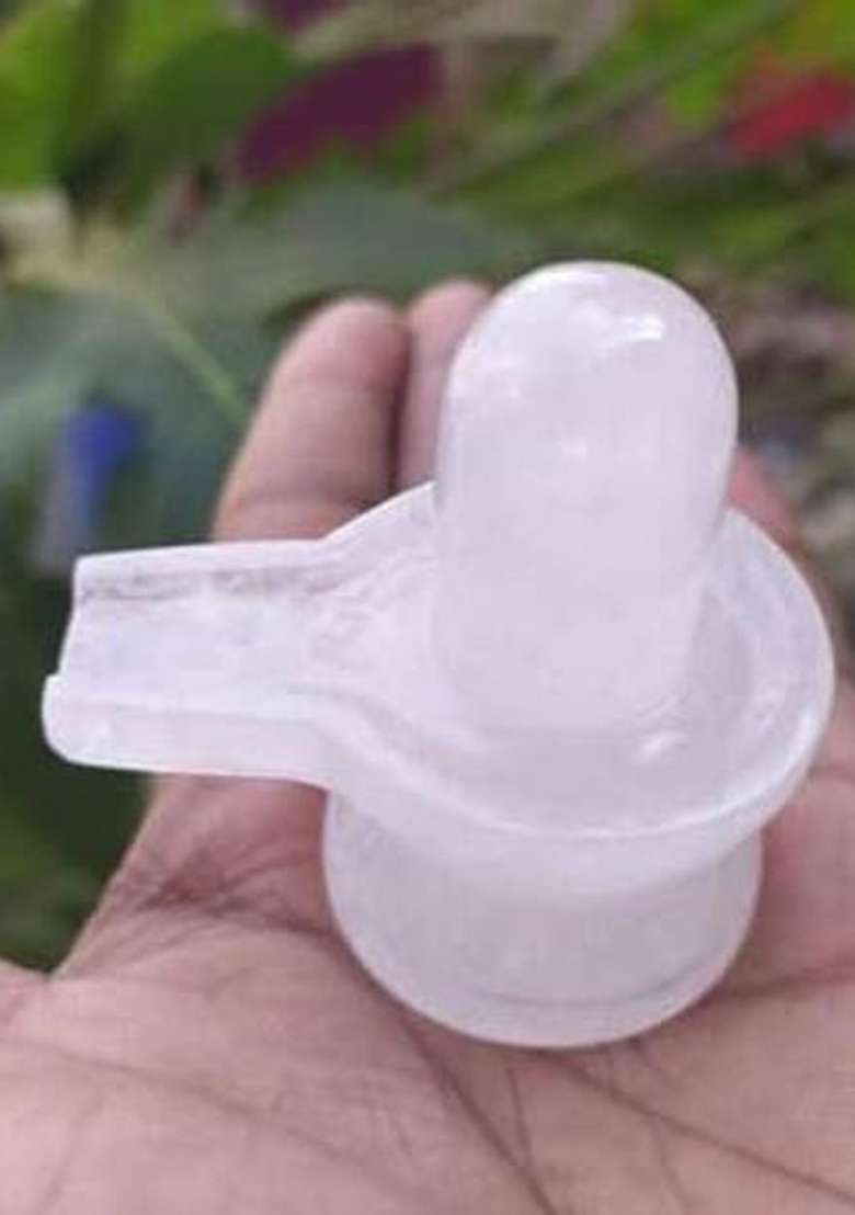 Devlink 100% Clear Quartz Crystal Shivling (Weight - 50G Height- 2.5Cm Approx) Decorative Showpiece - 2.5 Cm(Crystal White) - Indya