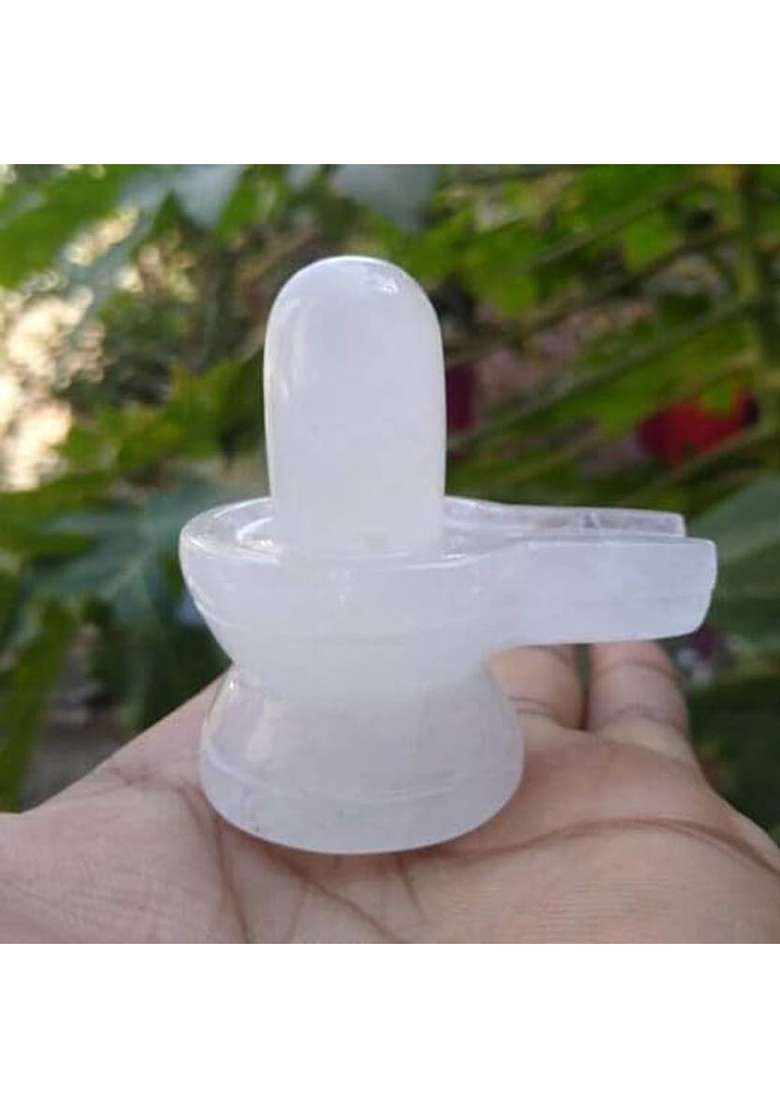 Devlink 100% Clear Quartz Crystal Shivling (Weight - 50G Height- 2.5Cm Approx) Decorative Showpiece - 2.5 Cm(Crystal White) - Indya