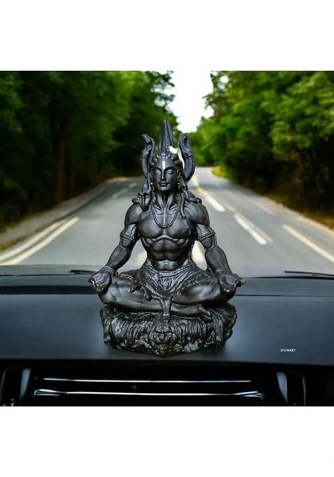 D K Mart Small Shiva Idol For Car Dashboard Or Pooja Place Shiva Statue Decorative Showpiece - 9 Cm(Resin Black)