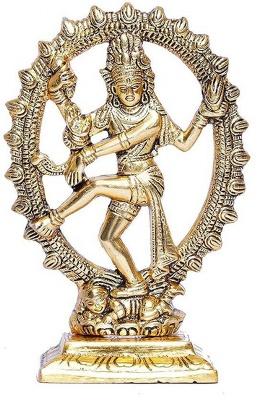 Koolwal Craft Metal Natraj Statue For Home Decor Gold Plated Dancing Shiva Natraja Murti Decorative Showpiece - 20 Cm(Metal Gold)
