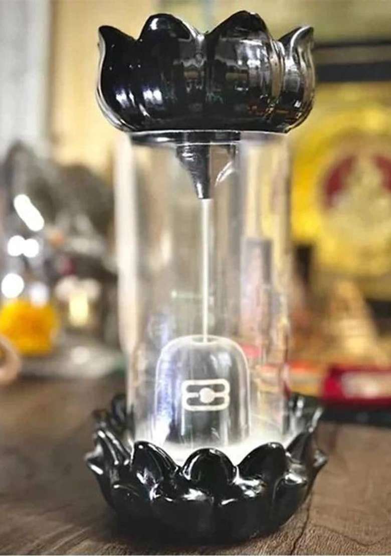Klassyworld Shiv Ling Incense Burner With 10 Back Flow Incense Cones Home Decor-1-Pcs/10 Decorative Showpiece - 10 Cm(Ceramic Black) - Indya