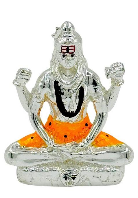 Rudraansh Lord Shiva Idol In Resin Statue Idol Use For Table Desk Home & Car Dashboard Decorative Showpiece - 7.6 Cm(Resin Marble Silver)