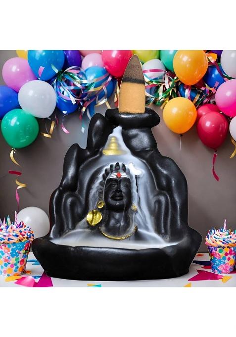 Craftwell Mahadev Incense Burner With 30 Pcs Fragrance Cones Decorative Showpiece - 5 Cm(Resin Black)