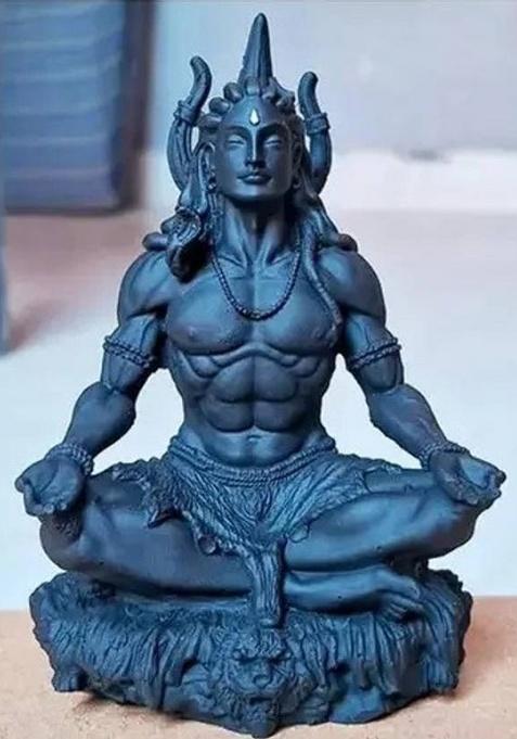 Digital Comm Small Black Samadhi Shiv Ji 3.5 Inch Meditating Adiyogi For Home Car Dashboard Decorative Showpiece - 9 Cm(Resin Black)