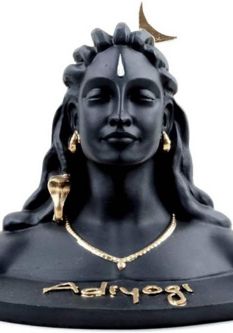 Qweezer New Lord Shiva Dhyan Mudra Adiyogi Shiva Idol Miniature Statue Decorative Showpiece - 16.5 Cm(Marble Ceramic Polyresin Black)