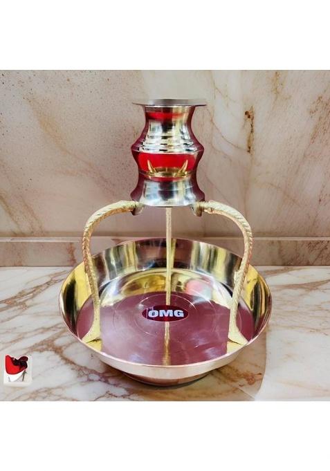 Elitetouch Brass Lota For Puja Tripai Lota For Jalabhishek Of Shivling Decorative Showpiece - 15 Cm(Brass Gold)
