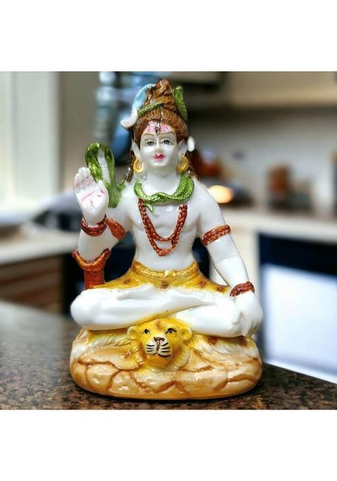 Avg Artistry Lord Shiva Shiv Shambhu Mahakal Idol - Resin/Marble Statue Decorative Showpiece - 10 Cm(Resin Marble Multicolor)