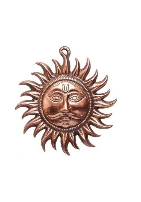Craftsells Metal Vastu Sun Mask Wall Hanging Decorative Showpiece - 25 Cm(Iron Copper)