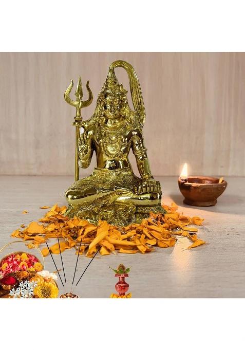 Shrinika Brass Lord Shiva Idol Brass Lord Shiva Murti Brass Mahadev Idol Decorative Showpiece - 17 Cm(Brass Gold)