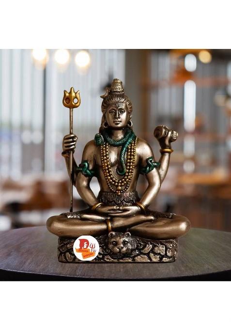 Daridra Bhanjan Shiv Shiva Murti Statue Idols Sculpture For Car Dashboard Decorative Showpiece - 8 Cm(Resin Brown)