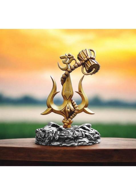 Badgoti Handicrafts Cold Cast Resin 4 Inches Shiva Trishul For Car Dasbhoard Decorative Showpiece - 10 Cm(Resin Multicolor)