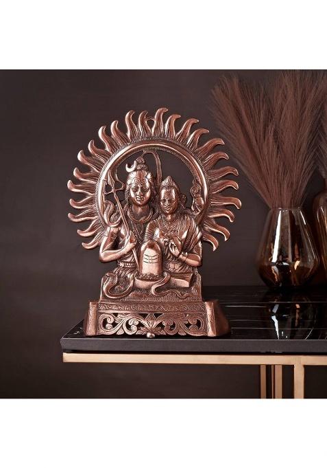 Shoppingrox Shiv Parvati Ji God Idol Gun Metal Showpiece Copper Colour - 28 Cm Decorative Showpiece - 28 Cm(Aluminium Copper)