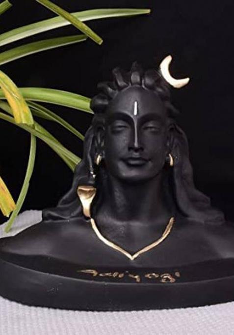 Revive Handcrafted Adiyogi Shiva Statue For Home Decor For Car Dashboard Decor & Gift Decorative Showpiece - 13 Cm(Resin Black)