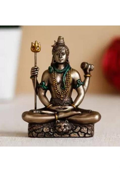 Welno International Meditating Shiva Cold Cast Bronze Resin Decorative Figurine Decorative Showpiece Decorative Showpiece - 7.97 Cm(Resin Brown)