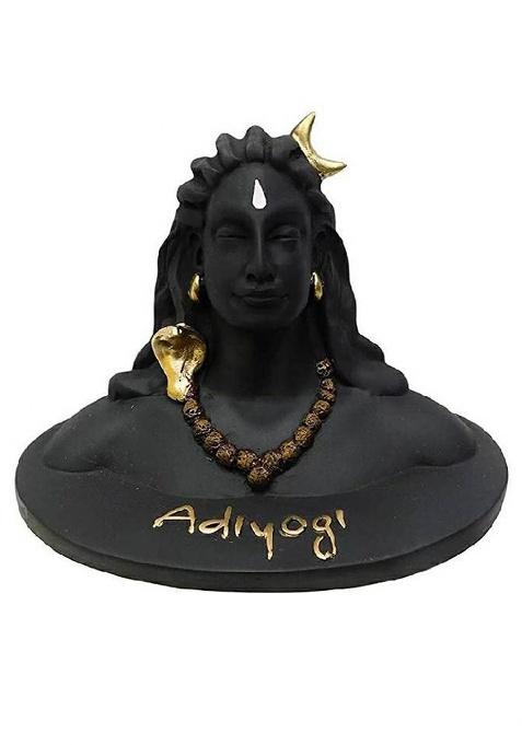 Value Crafts Handcrafted Adiyogi Shiva God Idols Statue For Car Dashboard Decorative Showpiece - 16.5 Cm(Polyresin Black White)