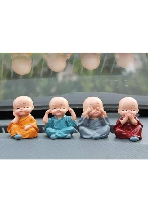 Sainath Sell Shiva Idol Baby Monk Buddha Statue Set Of 4 Decorative Showpiece - 6 Cm(Resin Multicolor)