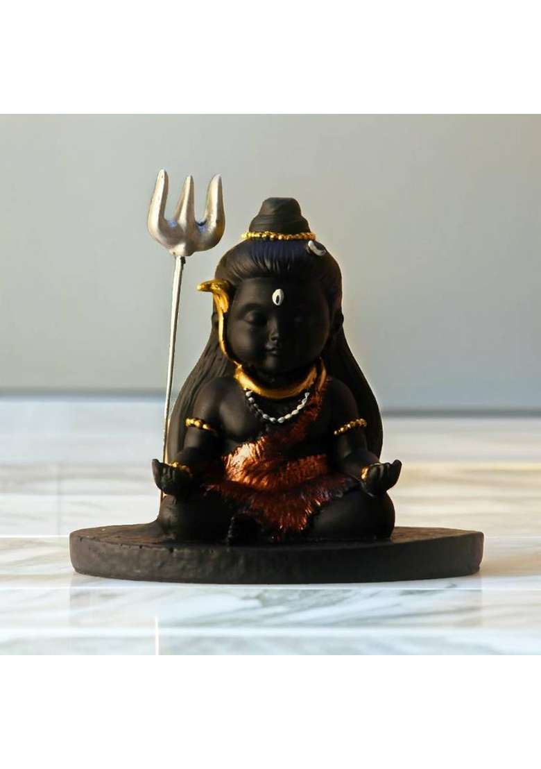 Miss Peach 1 Baby Shiva For Showpiece Decorative Showpiece - 11.4 Cm(Polyresin Multicolor) - Indya