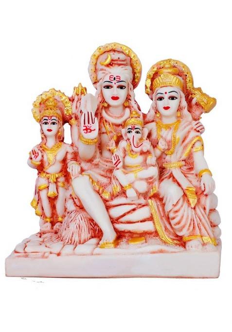 Green Value Shiv ParivarShiv Parivar Murti Shiva Parvati Idol Shiv Parvati Murti Adiyogi Decorative Showpiece - 15 Cm(Polyresin Multicolor)