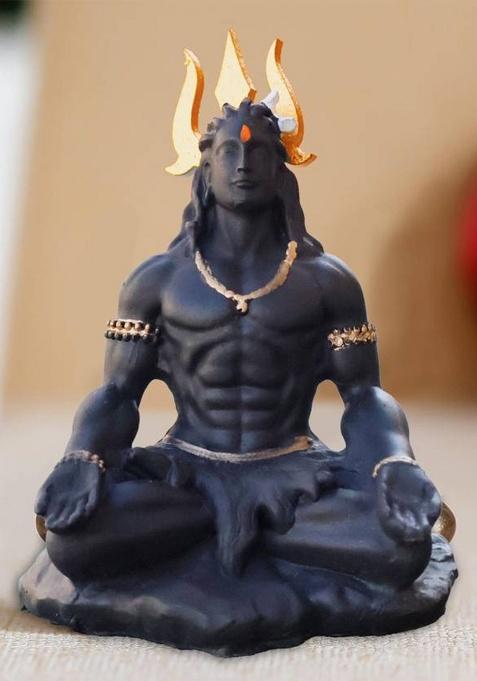 Festivbliss Meditating Lord Shiva Statue Dhyan Mudra Shiv Murti Decorative Showpiece - 8 Cm(Resin Black)