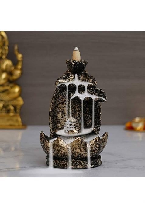 Flipkart Smartbuy Shiva/Shivling Backflow Smoke Incense Holder/Smoke Fountain For Home Decorative Showpiece - 17.78 Cm(Resin Gold)