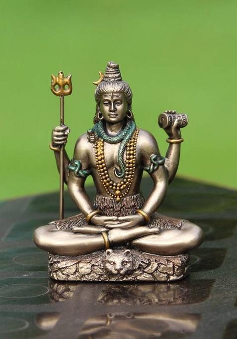 Antiques Nirmala Blessing Lord Shiva Cold Cast Bronze Resin Decorative Figurine Decorative Showpiece - 8 Cm(Polyresin Brown)