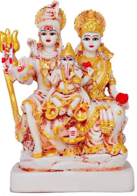 Buji Shiv ParivarShiv Parivar Murti Shiva Parvati Idol Shiv Parvati Murti Adiyogi Decorative Showpiece - 18 Cm(Polyresin Multicolor)