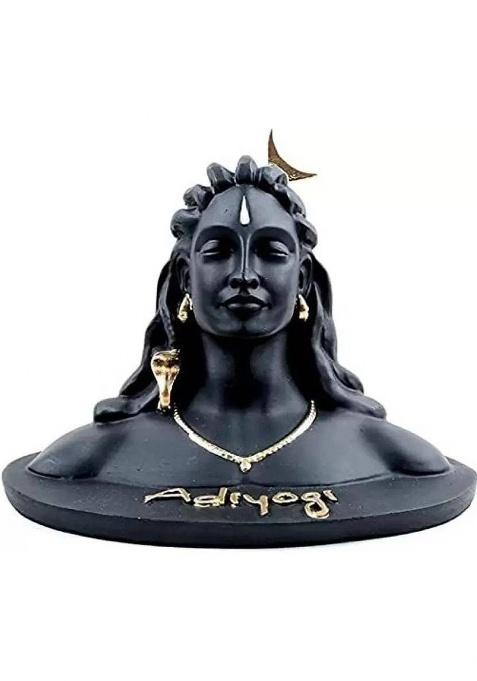 Puchchi Adiyogi Shiva Statue For Car Dashboard Table Decor Idol Decorative Showpiece - 11.9 Cm(Polyresin Black)