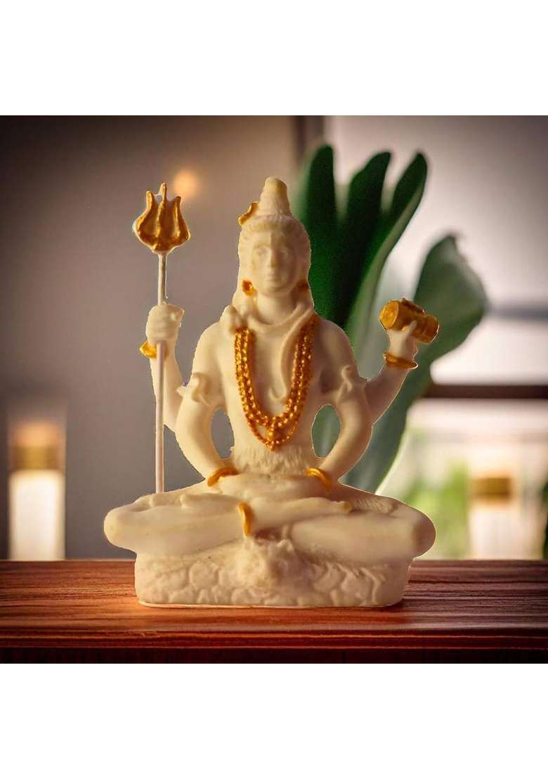Miss Peach 1 Lord Shiva Showpiece Decorative Showpiece - 7.6 Cm(Polyresin White) - Indya