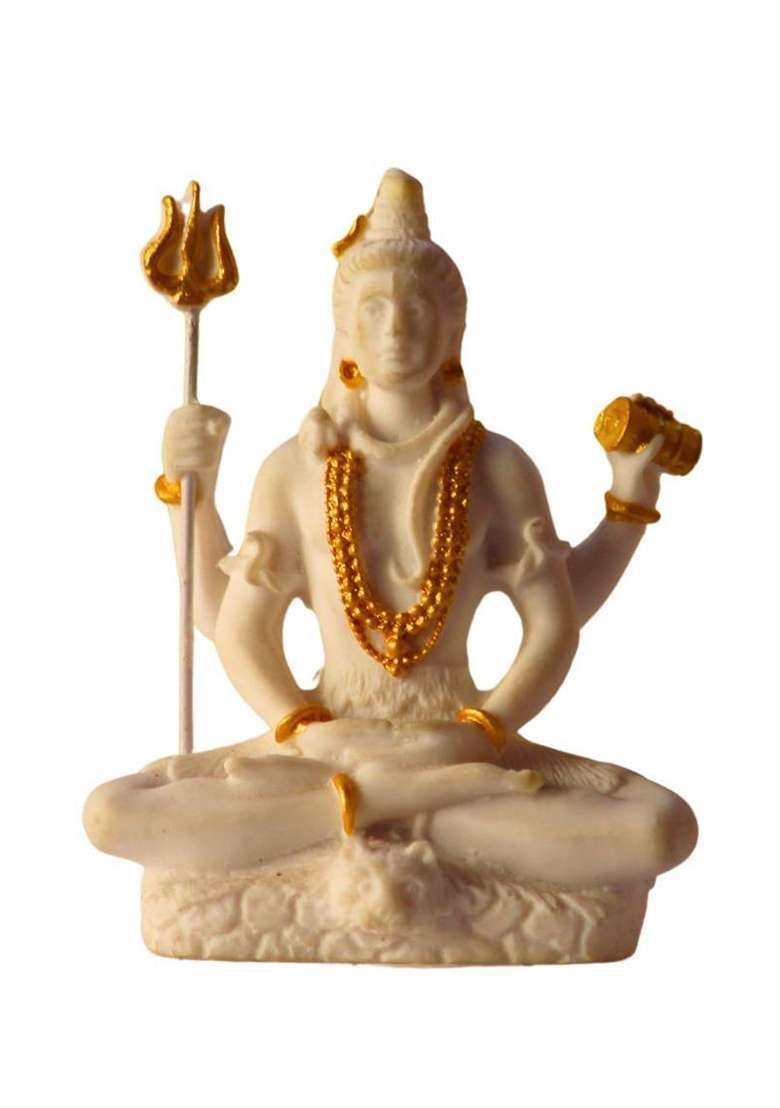 Miss Peach 1 Lord Shiva Showpiece Decorative Showpiece - 7.6 Cm(Polyresin White) - Indya