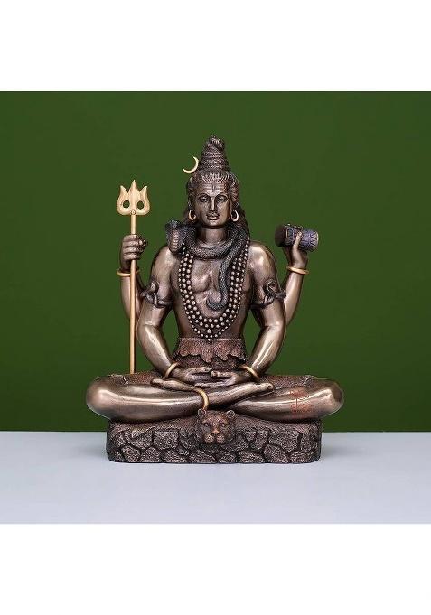 Ekaa Handicrafts Cold Cast Bronze Shiva Statue (L-6.5In W-3In H- 8.5In) Decorative Showpiece - 21 Cm(Bronze Brown)