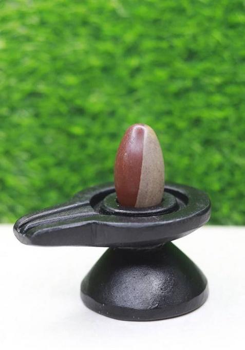 Neelkanth Shivling Stone Original Ardhanareshwar Narmadeshwar Shivling With Jaladhari For Home Puja (2X4) Decorative Showpiece - 8 Cm(Stone Multicolor)