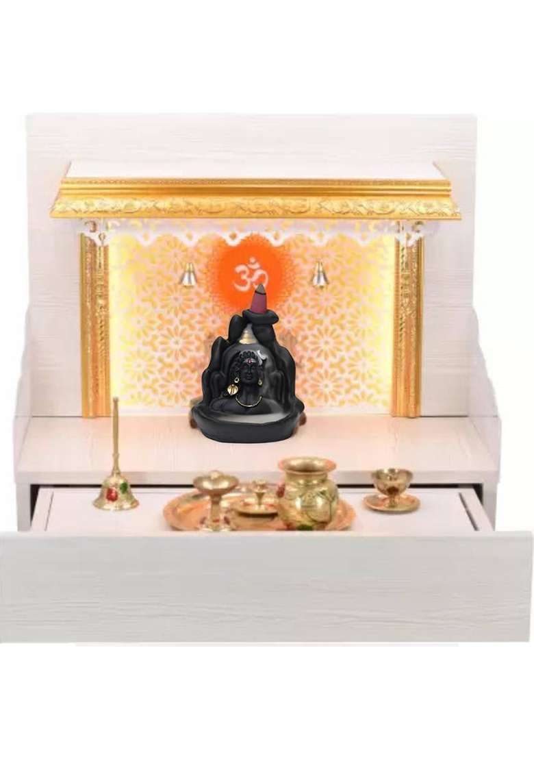 Decorart Lord Shiva Backflow Smoke Fountain Incense Holder With 51 Backflow Cones/Dhoop Decorative Showpiece - 12 Cm(Polyresin Black) - Indya