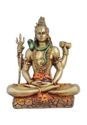 Haridwar Divine Lord Shiva Idol Shiv Padmasana Sitting Statue Gift Items Decorative Showpiece - 8 Cm(Resin Multicolor)