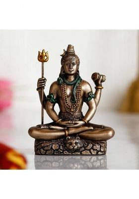 Chkoteravatiya Brown Resin Meditating Lord Shiva Statue Decorative Showpiece - 8 Cm(Resin Multicolor)