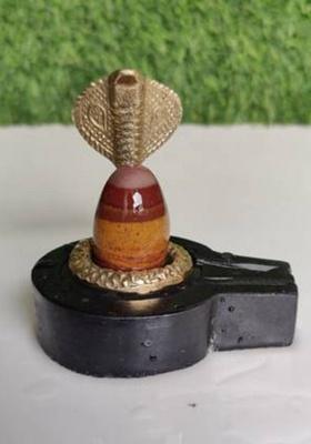 Shivam Vastu Kala Shivling Art Original/ Natural Narmadeswar Shivling With Jaldhari Naag Nandi For Tempal Puja Decorative Showpiece - 3 Cm(Stone Red Black White Brown Multicolor Green Light Green Yellow Gold Grey)