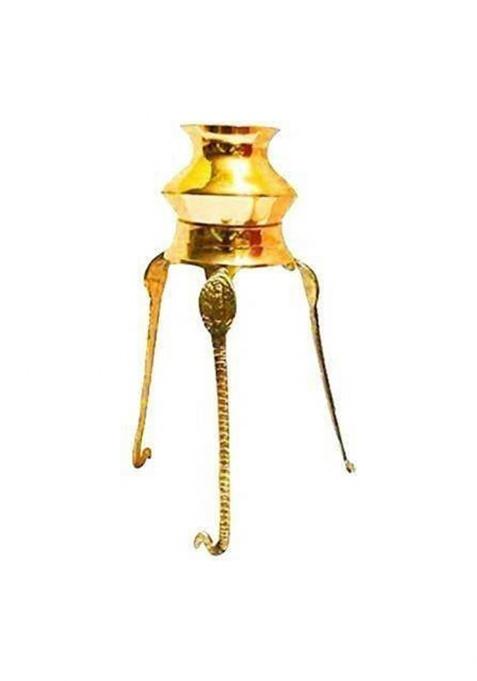 Elitetouch Shivling Stand Kalash Stand Lota Stand For Puja Tripai Lota For Jalabhishek Decorative Showpiece - 12 Cm(Brass Gold)