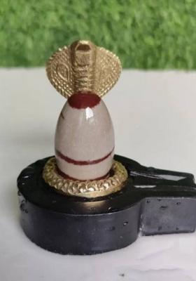 Shivling Original/ Natural Narmadeswar Shivling With Jaldhari Naag Nandi For Tempal Puja Decorative Showpiece - 2.5 Cm(Stone Brown Black White Yellow Yellow Green Red Silver Multicolor)