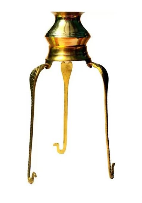 Daridra Bhanjan Shiva Lingam Stand Shiving For Home Pooja Stand Kalash Decorative Showpiece - 22 Cm(Brass Gold)