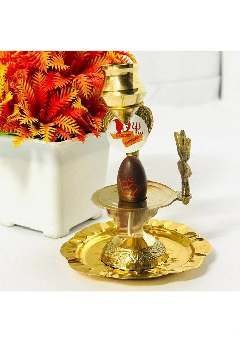 Daridra Bhanjan Narmadeshwar Shivling Jaladhari Stand/Shivling Stand/Shivling For Home Puja Decorative Showpiece - 10 Cm(Brass Gold)