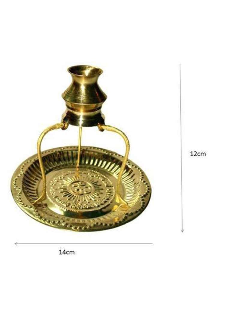 Flukyco Original Metal Handmade Shiva Shivling Idol With Sheshnaag Or Tripai Stand With Decorative Showpiece - 12 Cm(Brass Gold) - Indya