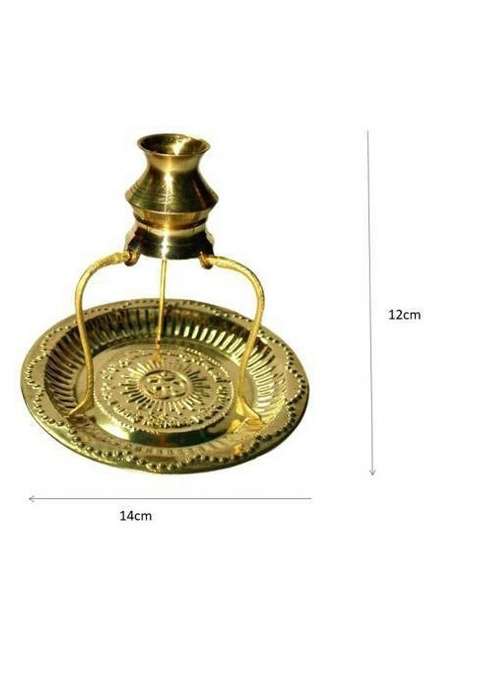 Flukyco Original Metal Handmade Shiva Shivling Idol With Sheshnaag Or Tripai Stand With Decorative Showpiece - 12 Cm(Brass Gold)
