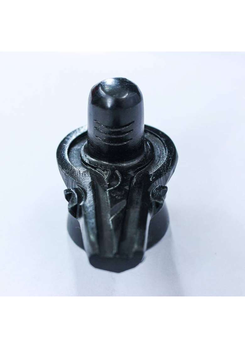 The Holy Mart Shivling Black Stone Decorative Showpiece - 6 Cm(Brass Multicolor) - Indya