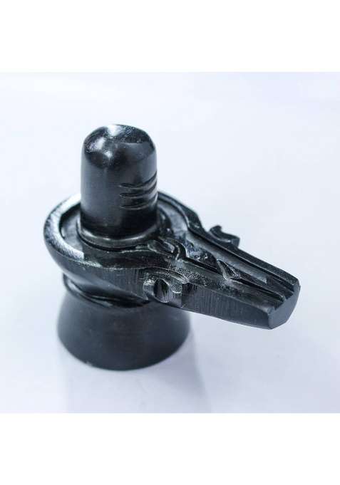 The Holy Mart Shivling Black Stone Decorative Showpiece - 6 Cm(Brass Multicolor)