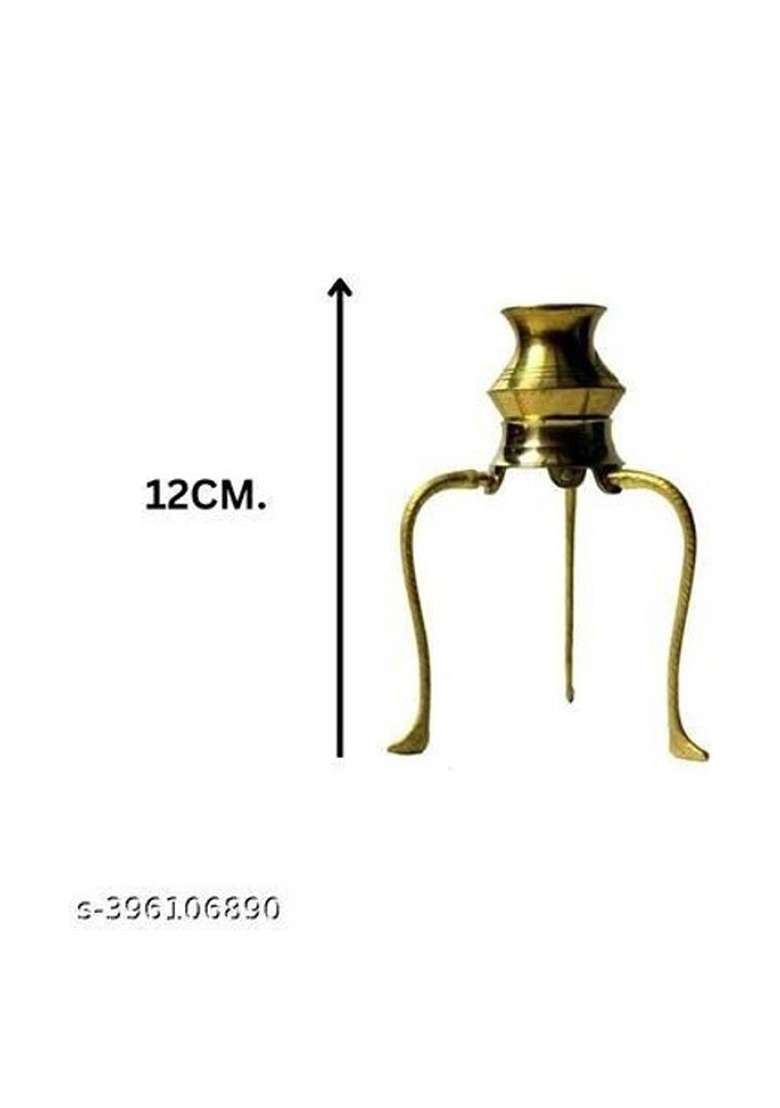 Sanskaari Brass Stand Tripai Loti Plate Thali Lota Kalash For Shivling Abhishek Trishul Decorative Showpiece - 14 Cm(Brass Gold) - Indya