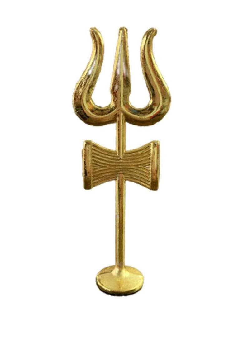 Sanskaari Brass Stand Tripai Loti Plate Thali Lota Kalash For Shivling Abhishek Trishul Decorative Showpiece - 14 Cm(Brass Gold) - Indya