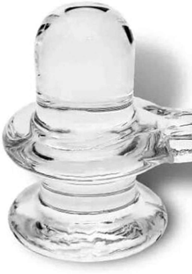 Sanskaari Sphatik Shivling CrystalShivling IdolShivling Stand Decorative Showpiece - 7 Cm(Crystal White) - Indya