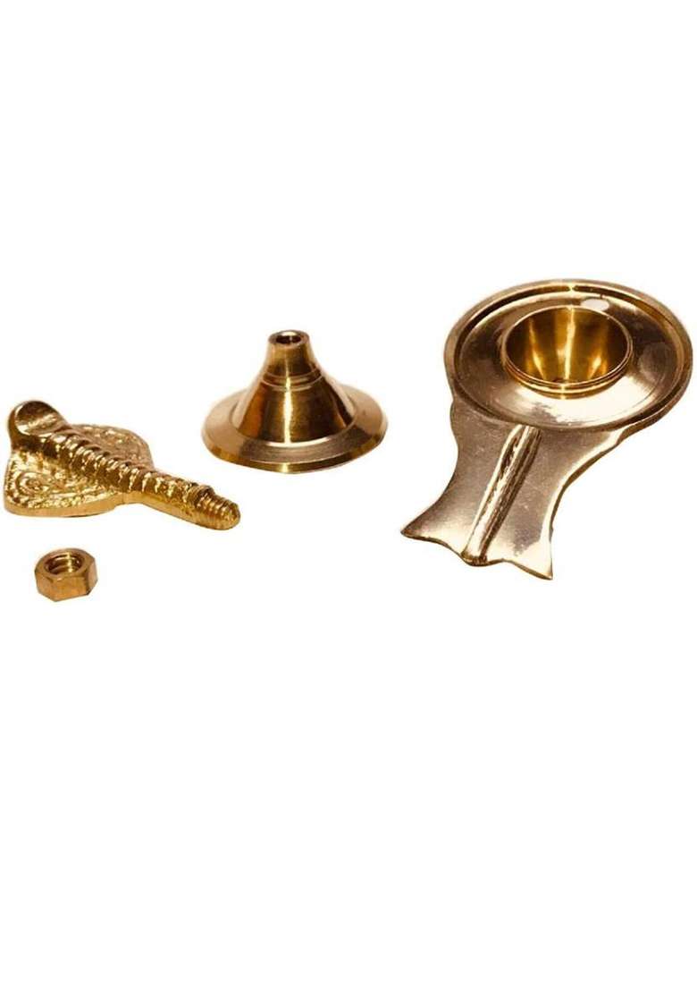 Devlink Decorative Brass Shivling Stand With Nag Shiv Lingam Holder For Temple - 60G Decorative Showpiece - 9 Cm(Metal Gold) - Indya