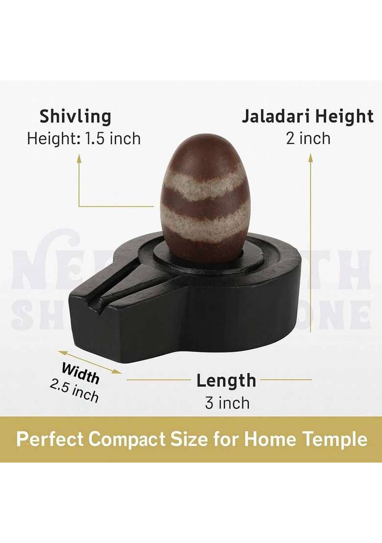 Neelkanth Shivling Stone Original Small Narmada Shivling / Natural Narmadeshwar Shivling For Home Decorative Showpiece - 4 Cm(Stone Black Brown) - Indya