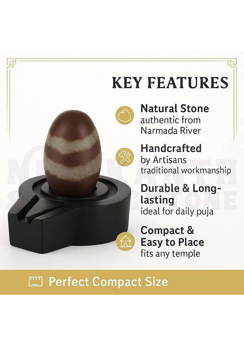 Neelkanth Shivling Stone Original Small Narmada Shivling / Natural Narmadeshwar Shivling For Home Decorative Showpiece - 4 Cm(Stone Black Brown) - Indya